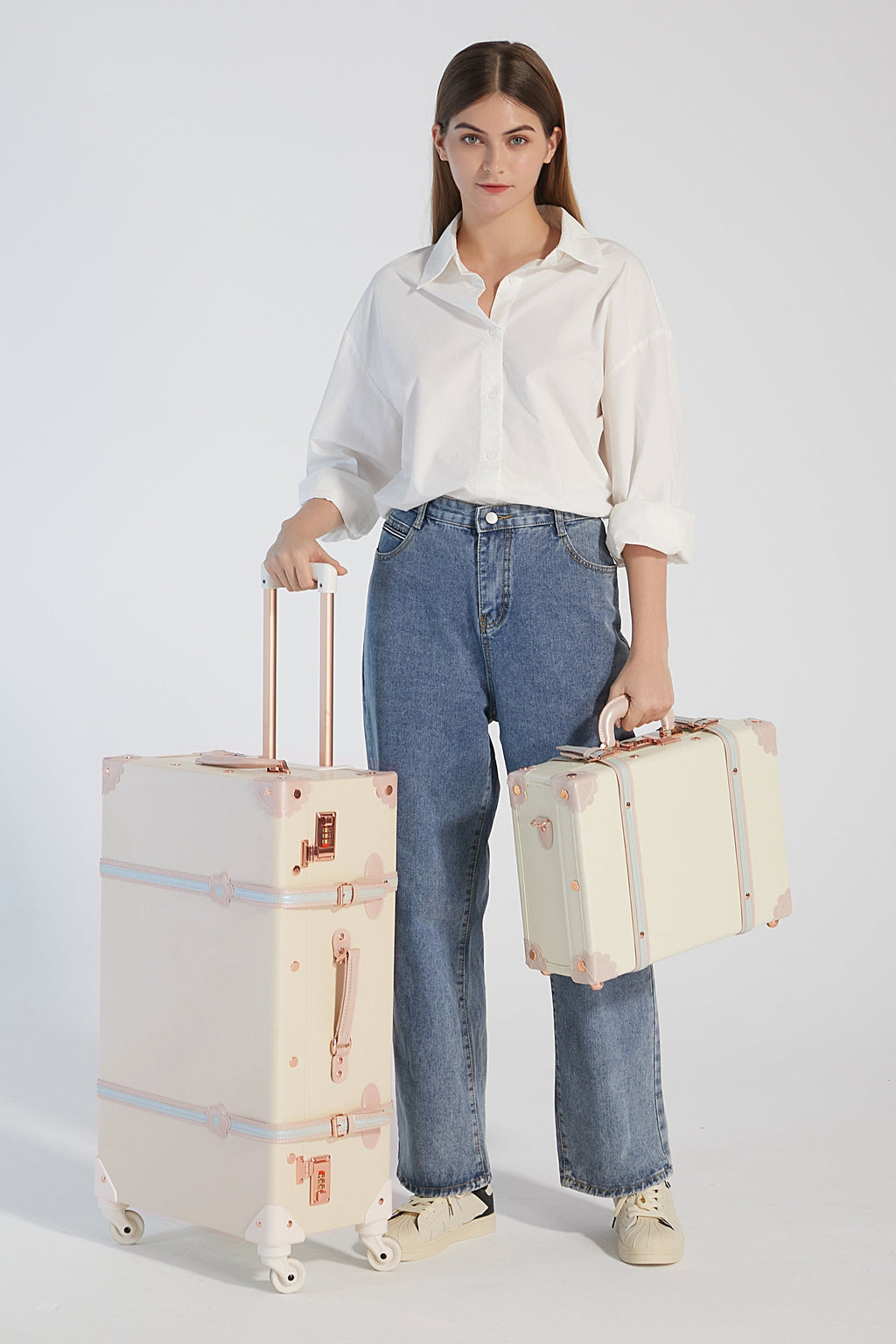 SarahFace 3 Pieces Luggage Sets - Cream White's
