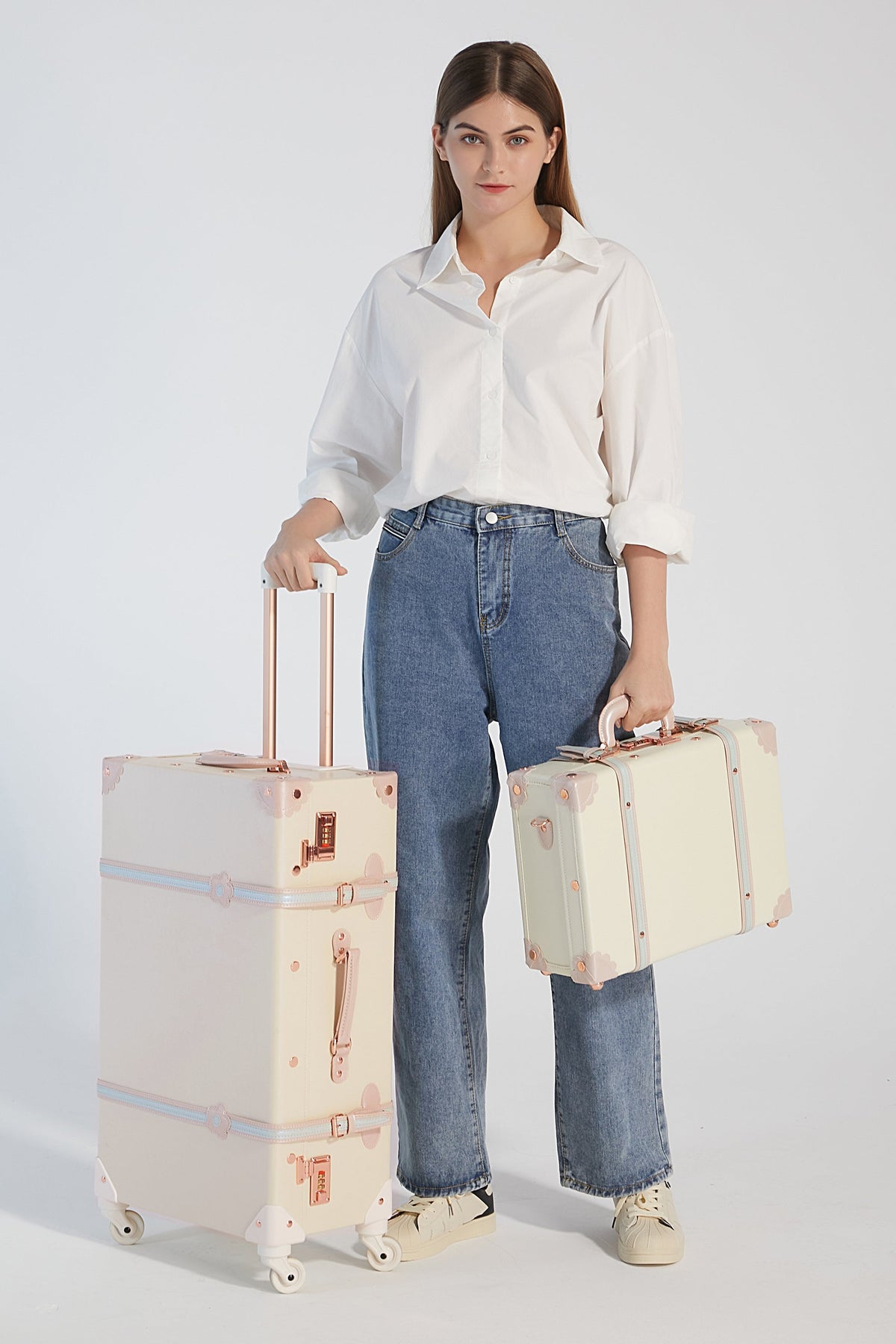 SarahFace 3 Pieces Luggage Sets - Cream White's