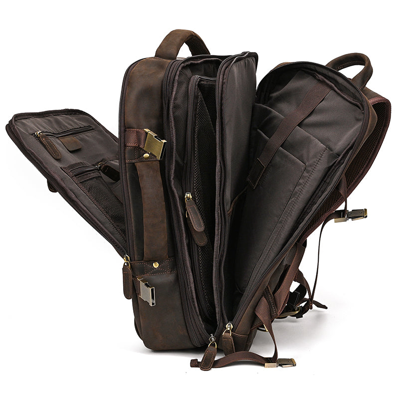 Convertible Leather Travel Backpack
