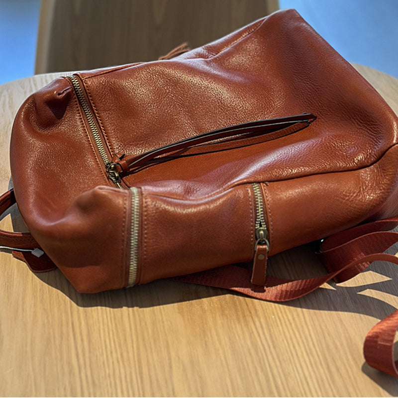 Large Vintage Leather Backpack for Women