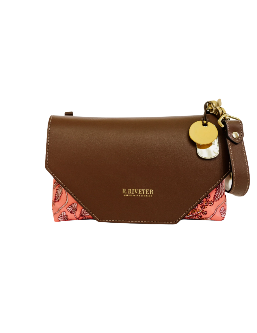 Patton | Rose Bandana Printed Nylon + Brown Leather Saddle Bag