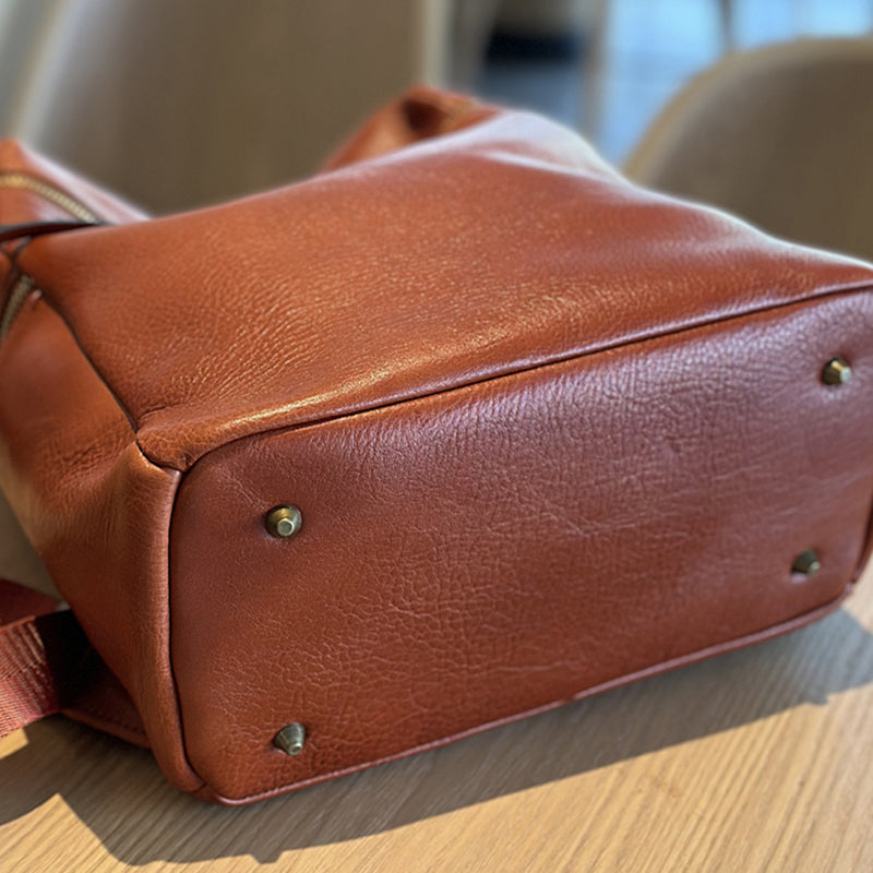 Large Vintage Leather Backpack for Women