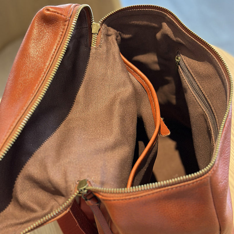 Large Vintage Leather Backpack for Women