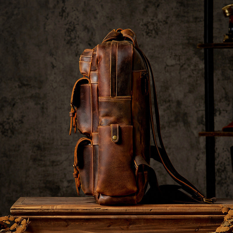 17" Retro Leather Laptop Travel Backpack