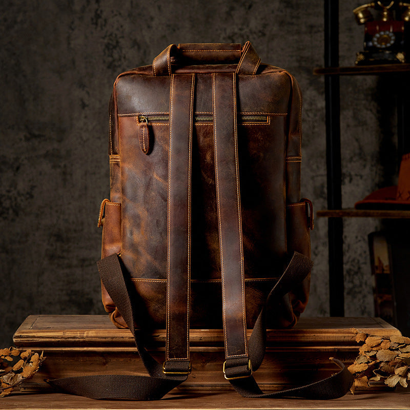 17" Retro Leather Laptop Travel Backpack