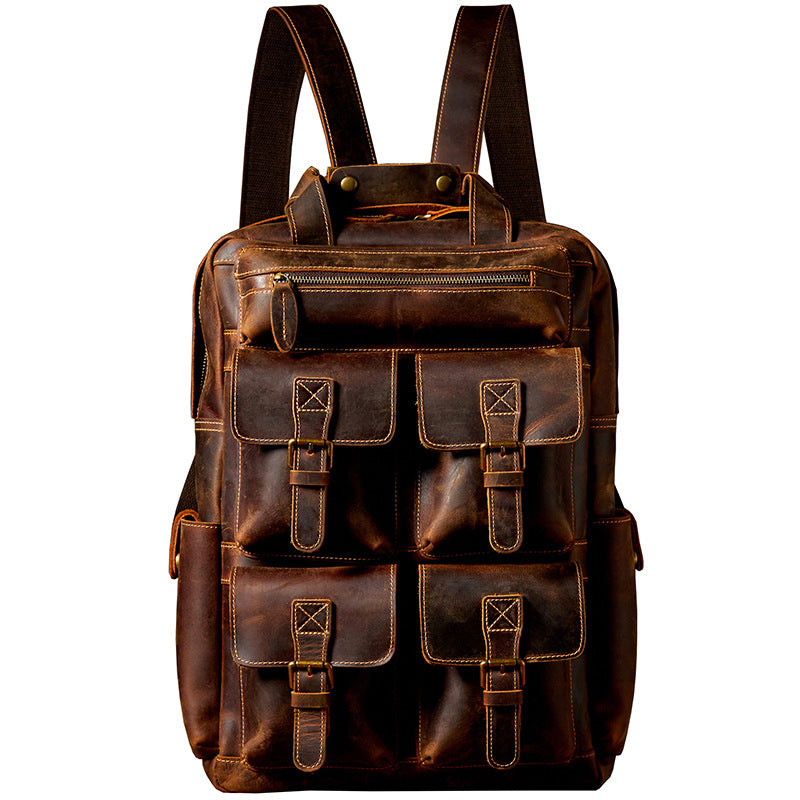 17" Retro Leather Laptop Travel Backpack