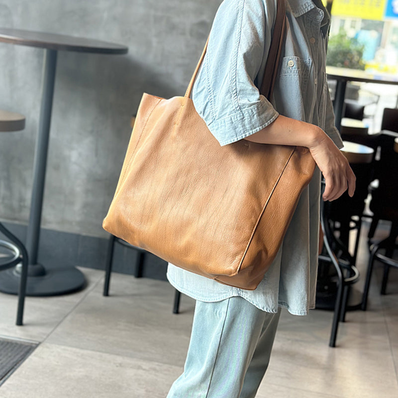 Large Leather Work Tote