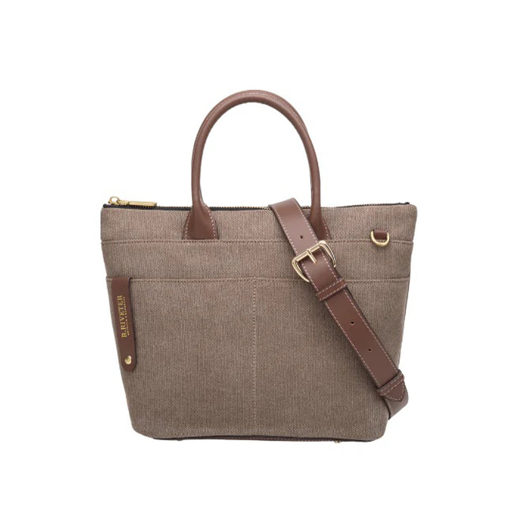 Dot | Small Tote | Chocolate Washed Canvas + Brown Leather