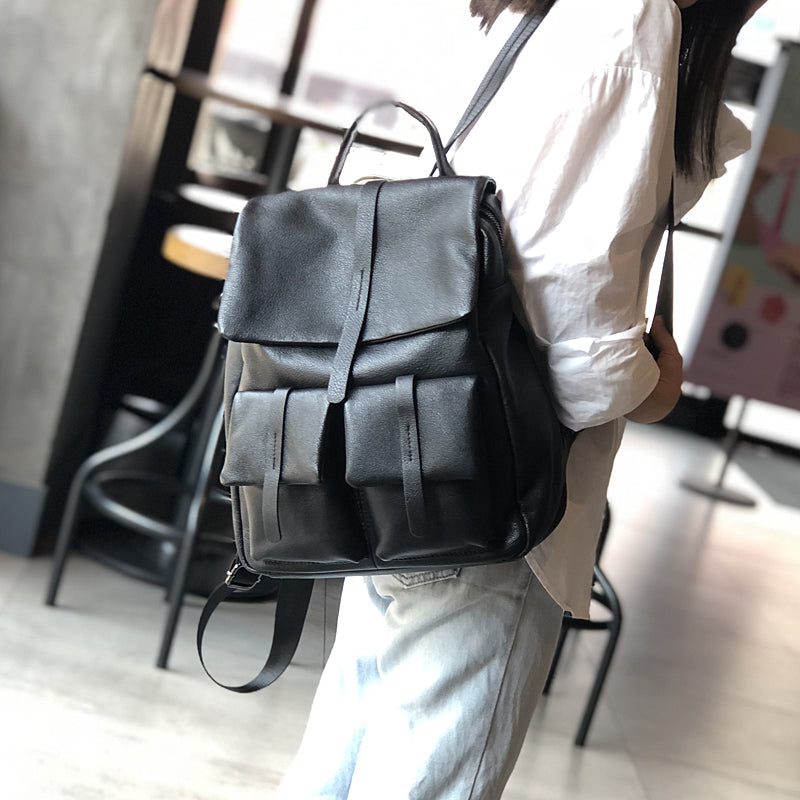 Full Grain Leather Laptop Backpack Purse
