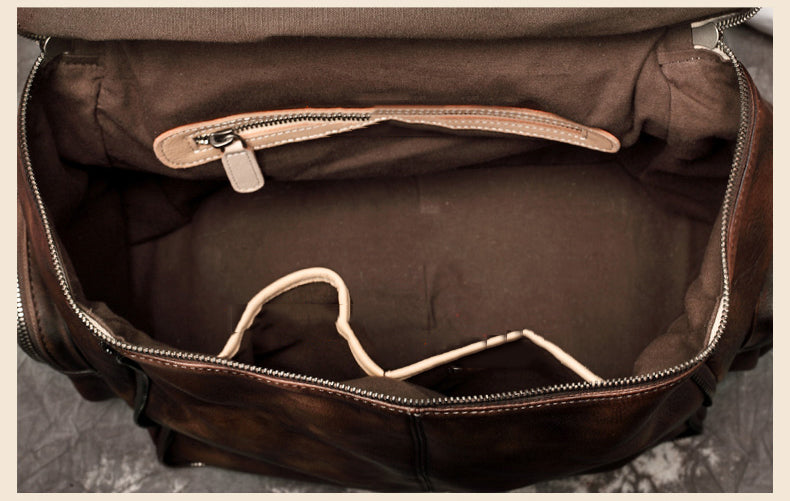 RockCow vintage leather backpack for women, view 8