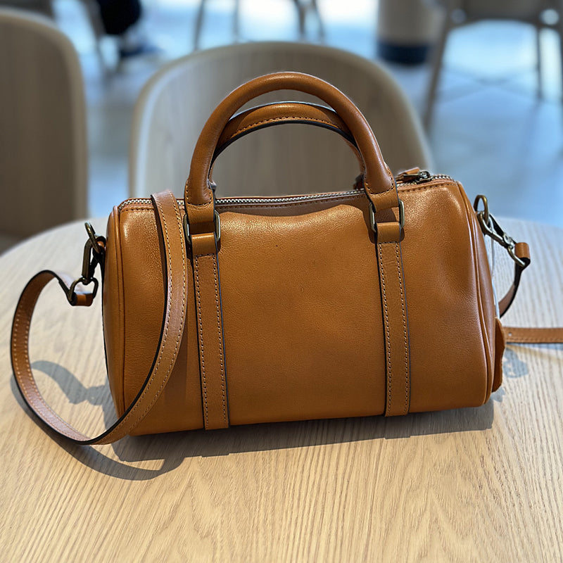 Small Leather Barrel Bag