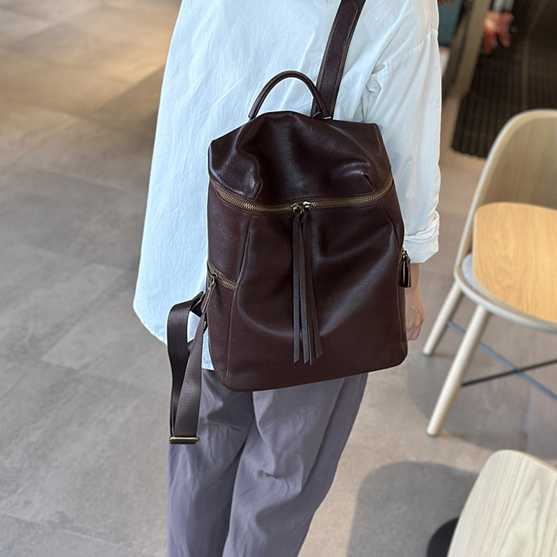 Large Vintage Leather Backpack for Women
