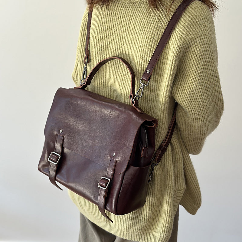 Vintage Handmade Leather Backpack for Women