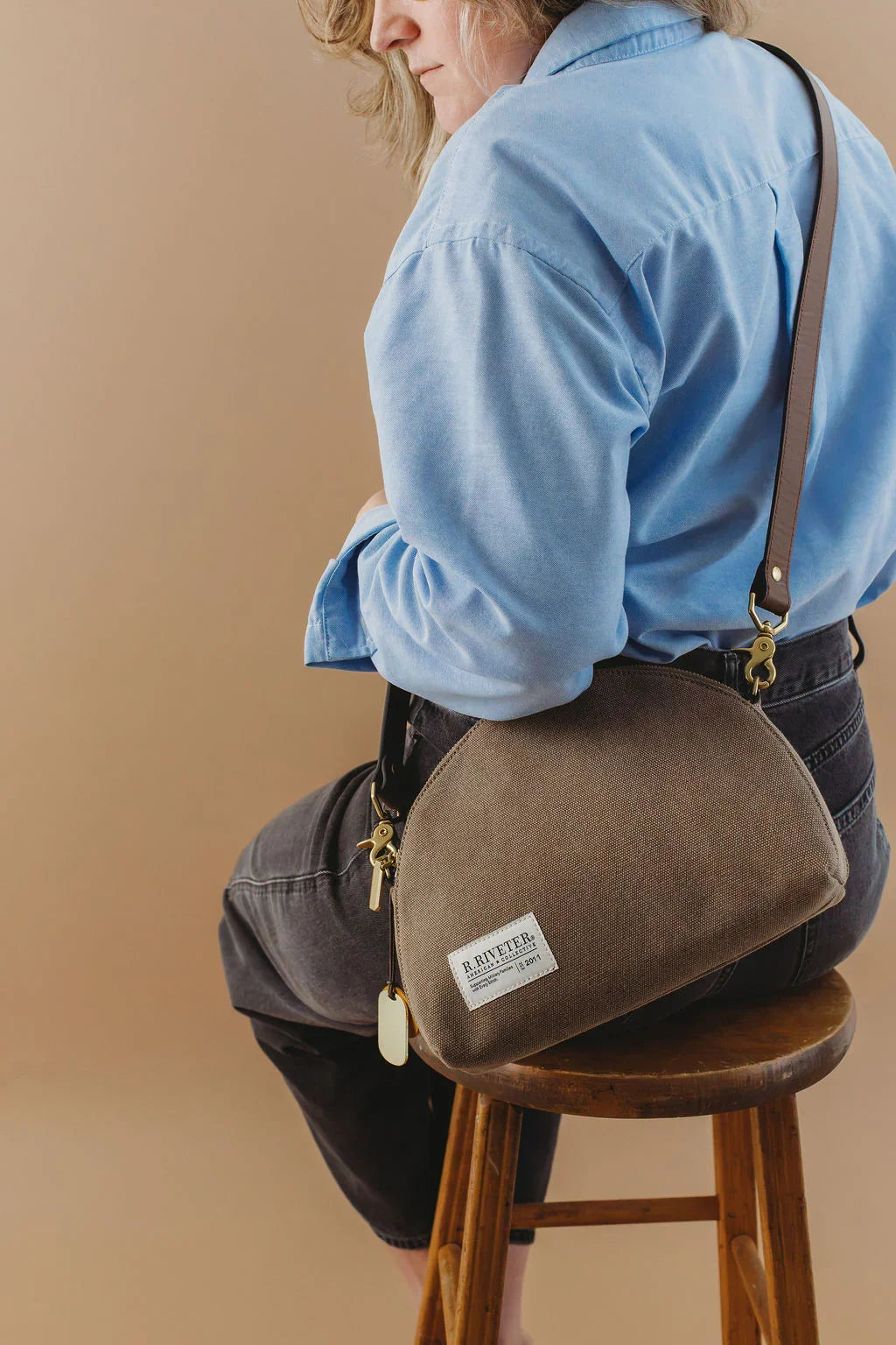 Hopper Crossbody | Chocolate Washed Canvas + Brown