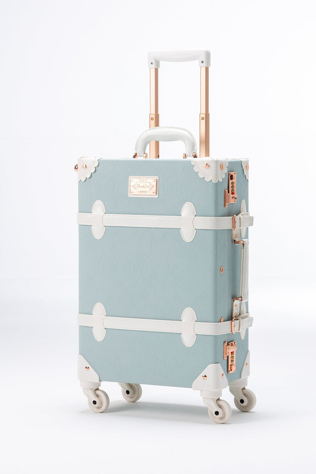 SarahFace 3 Pieces Luggage Sets - Embossed Blue's