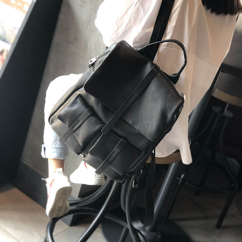 Full Grain Leather Laptop Backpack Purse