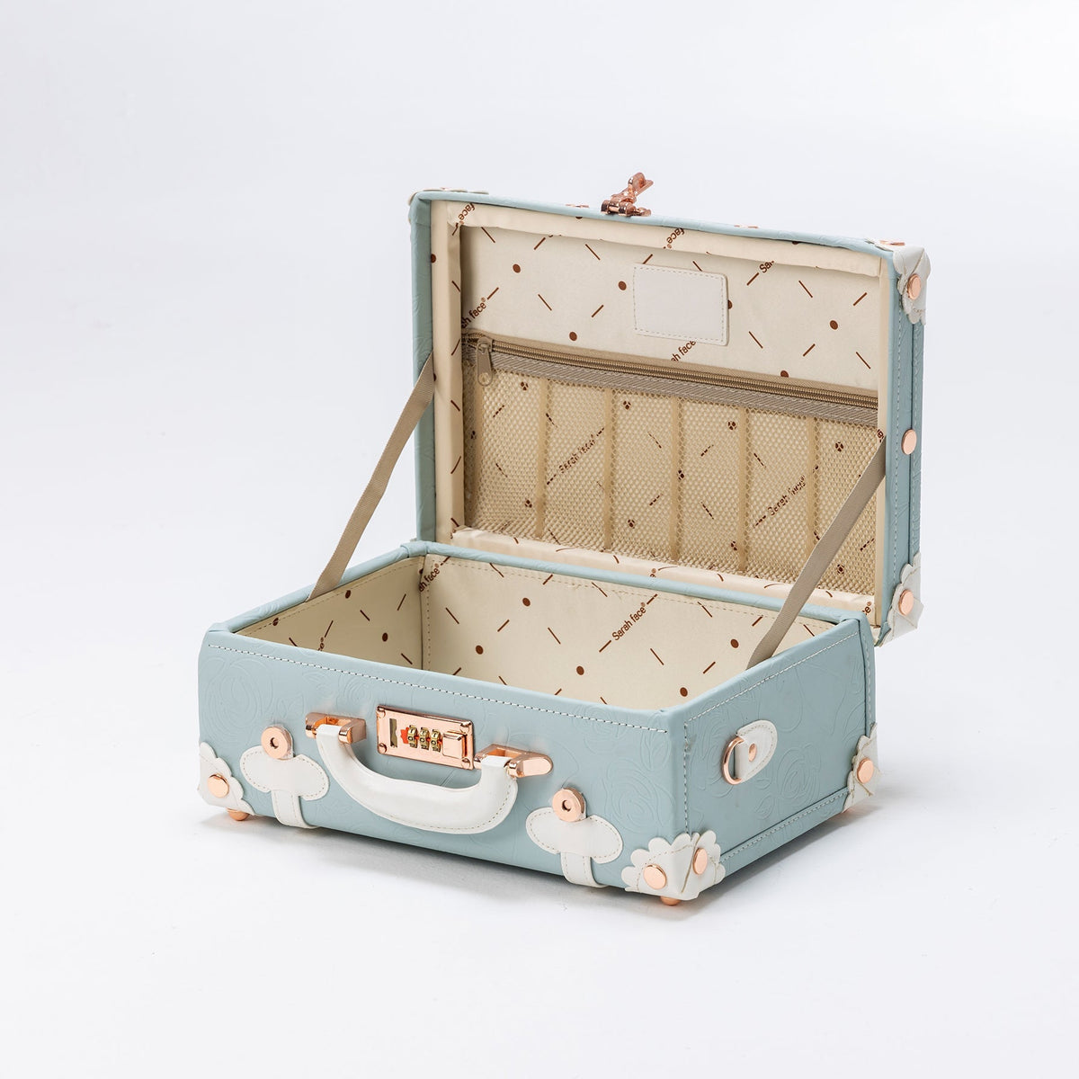 SarahFace 3 Pieces Luggage Sets - Embossed Blue's