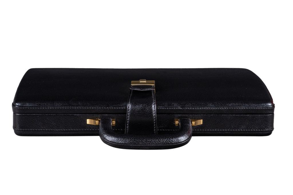 Leather Executive Men's Leather Attache Briefcase - Black