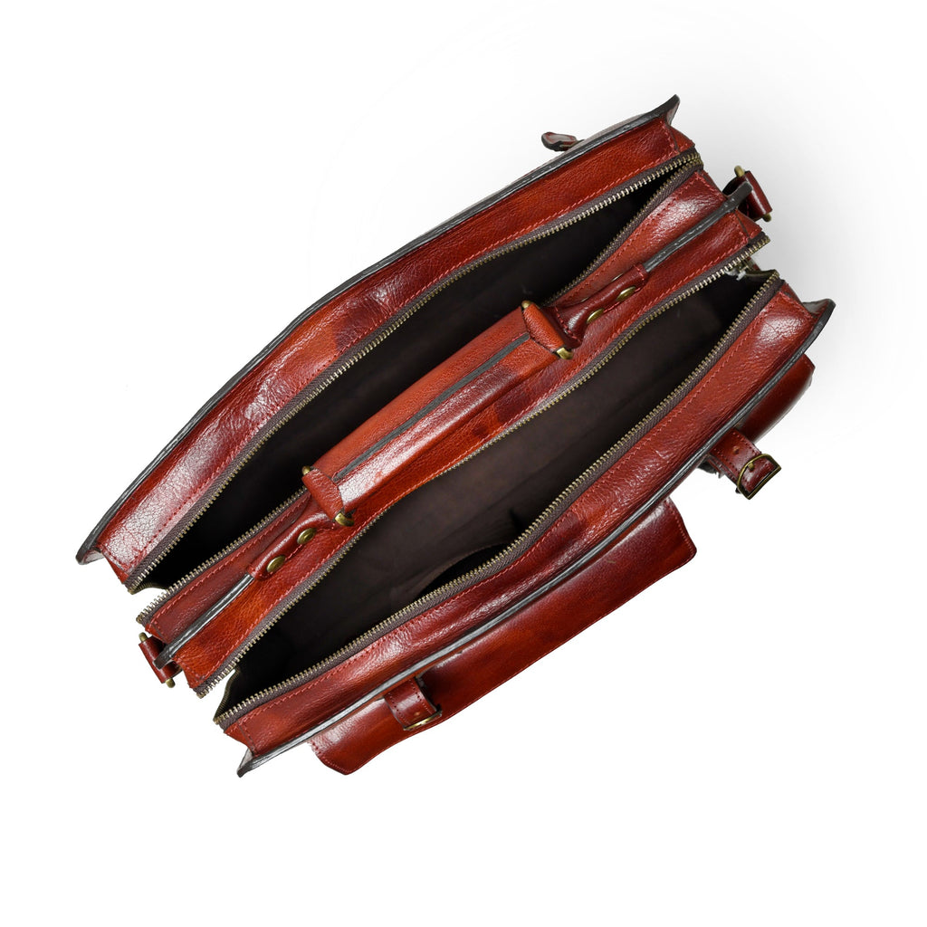 Tuscany Italian Leather Briefcase, Tan