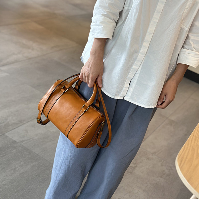 Small Leather Barrel Bag