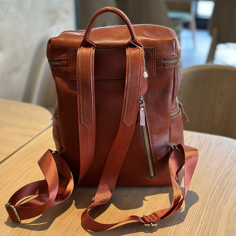 Large Vintage Leather Backpack for Women