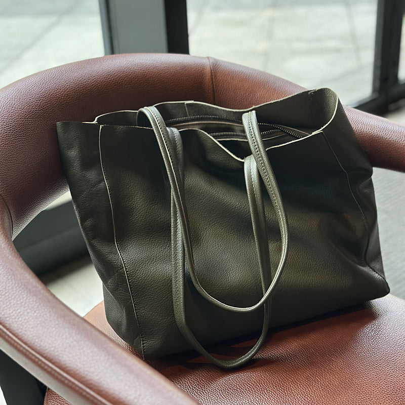 Large Leather Work Tote