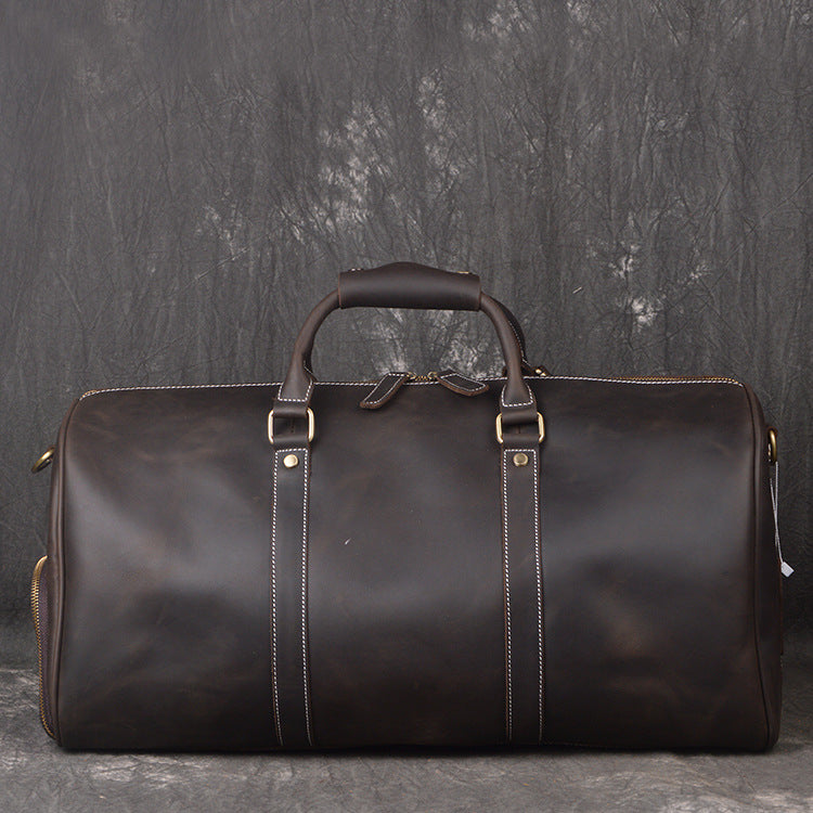 RockCow full-grain leather duffle bag with shoe compartment, view 9