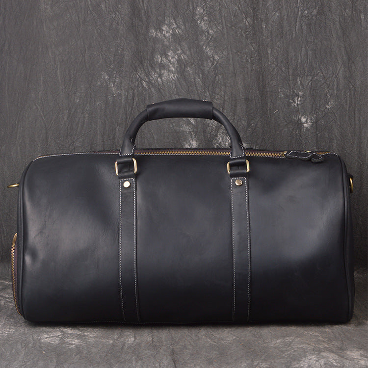 RockCow full-grain leather duffle bag with shoe compartment, view 8