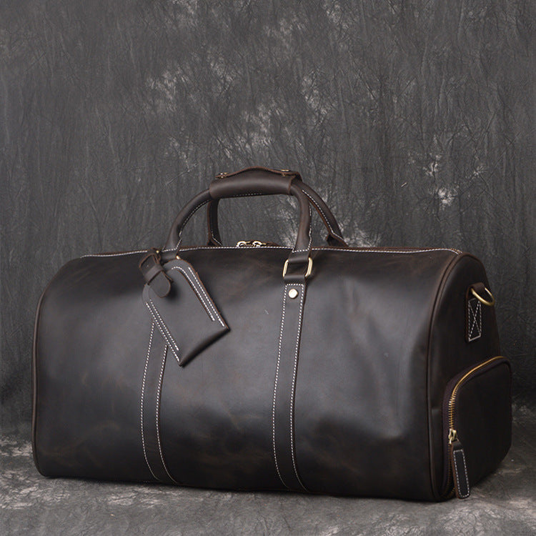 RockCow full-grain leather duffle bag with shoe compartment, view 11