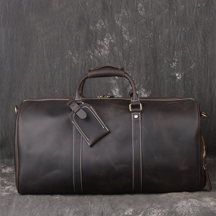 RockCow full-grain leather duffle bag with shoe compartment, view 12