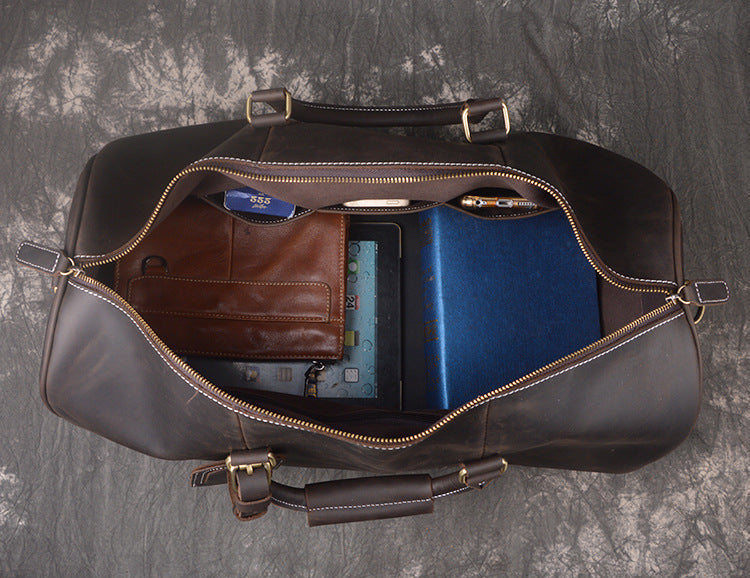 Full Grain Leather Weekender with Shoe Compartment