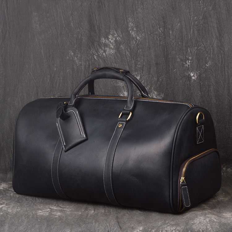 RockCow full-grain leather duffle bag with shoe compartment, view 7