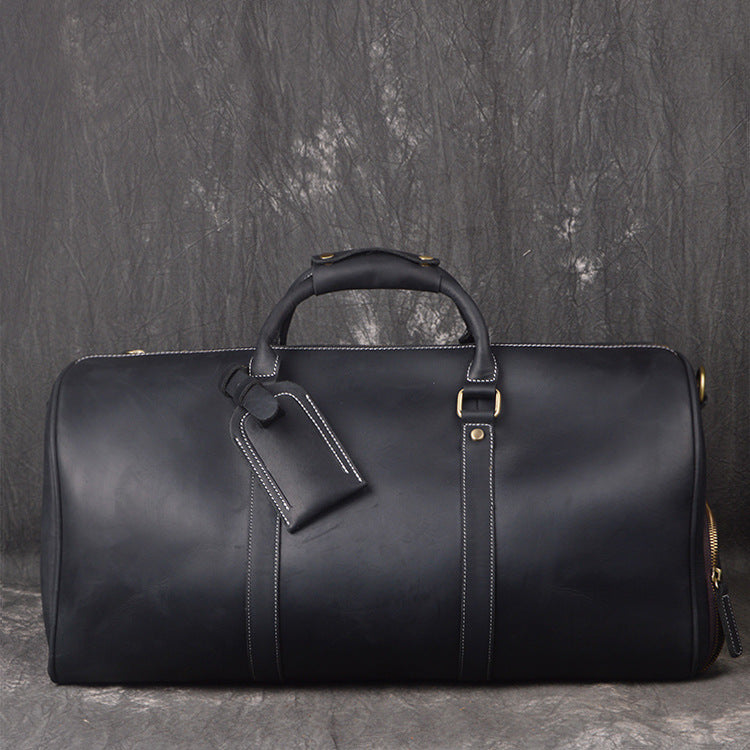 RockCow full-grain leather duffle bag with shoe compartment, view 6