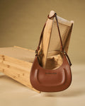 Ornella (cognac) - Italian calf leather women's crossbody bag (with shoulder strap) by Leather Gloves Online