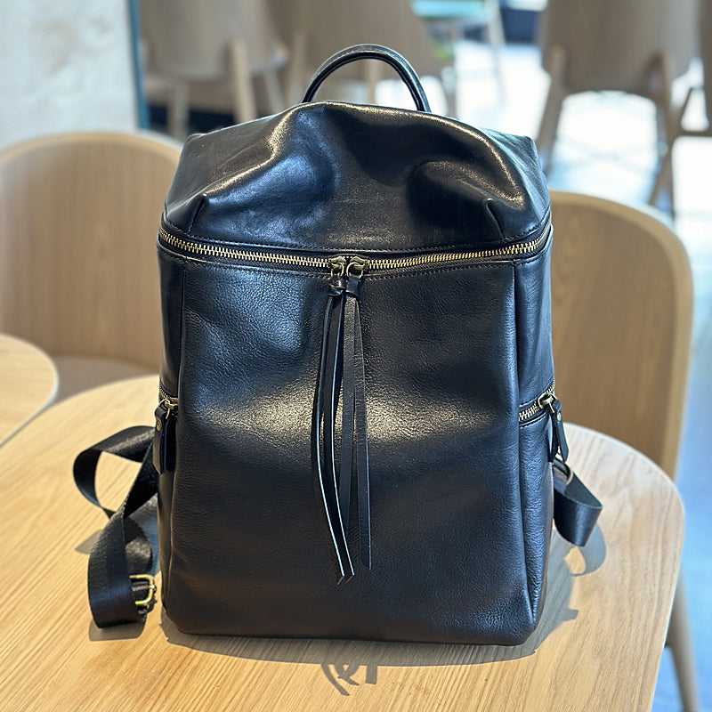 Large Vintage Leather Backpack for Women