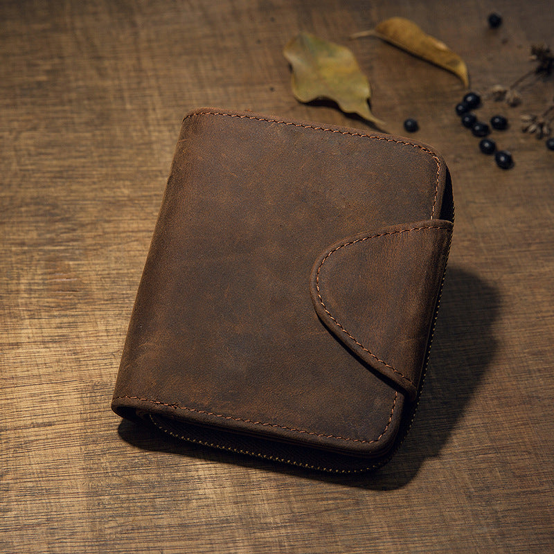 Artisan Leather Trifold Wallet with Coin Pocket