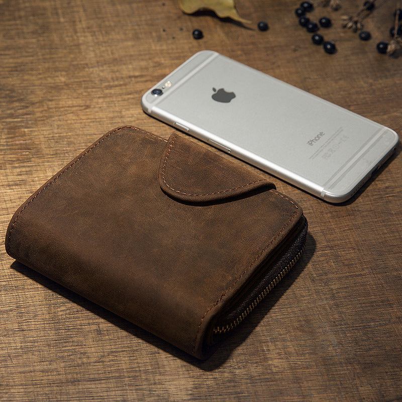 Artisan Leather Trifold Wallet with Coin Pocket
