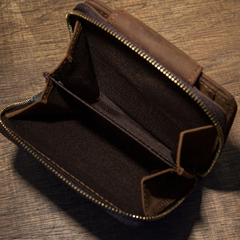 Artisan Leather Trifold Wallet with Coin Pocket