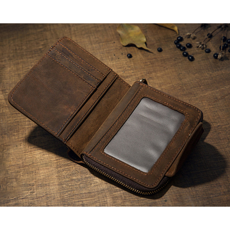 Artisan Leather Trifold Wallet with Coin Pocket
