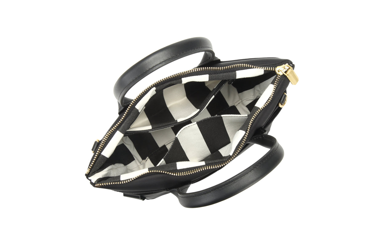 Dot Tote | Black Nylon + Black Leather