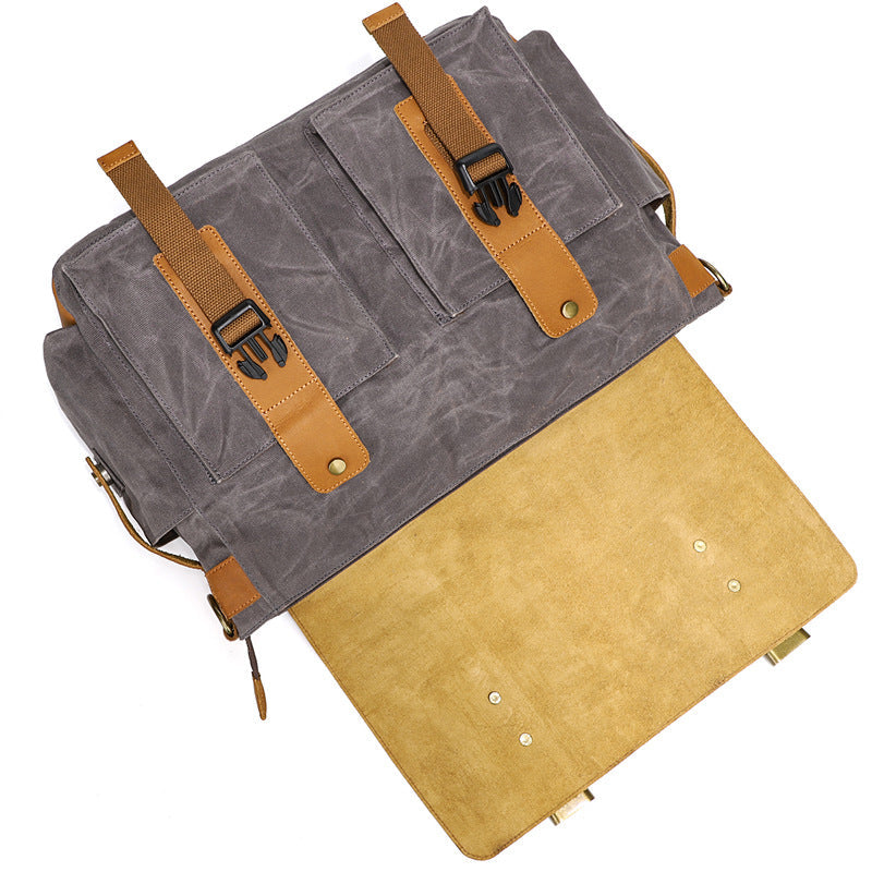 Canvas and Leather Messenger Briefcase