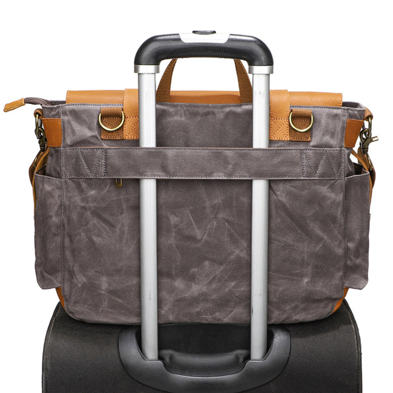 Canvas and Leather Messenger Briefcase