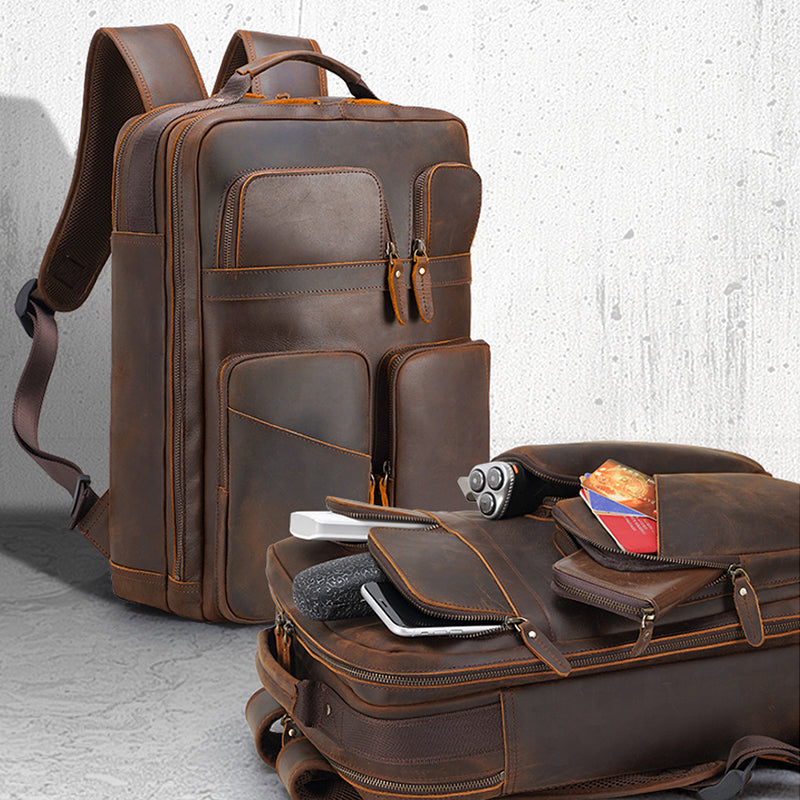 Large Crazy Horse Leather Laptop Rucksack