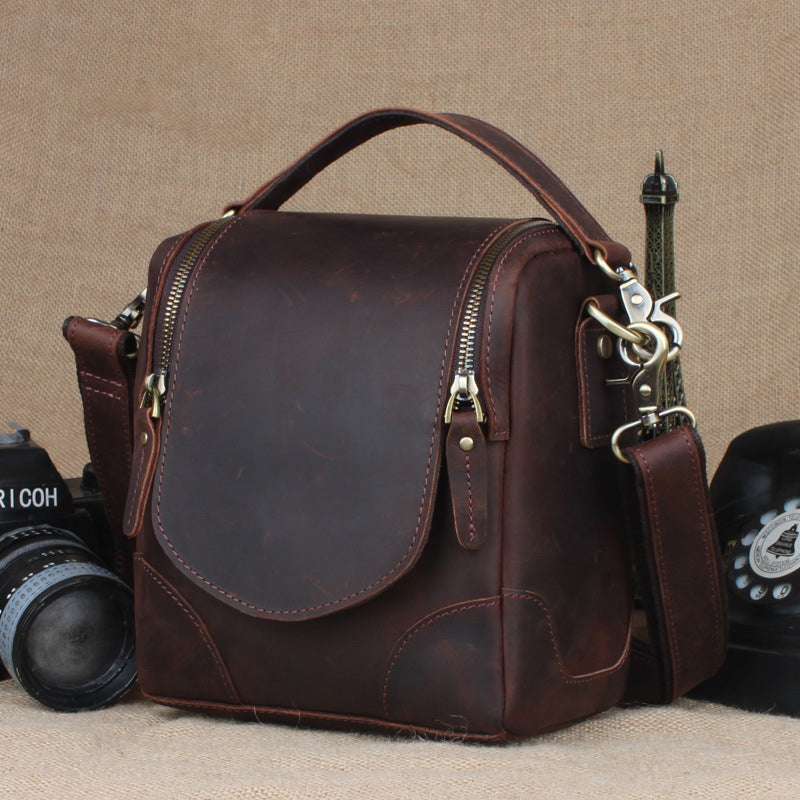 Crazy Horse Leather Camera Shoulder Bag