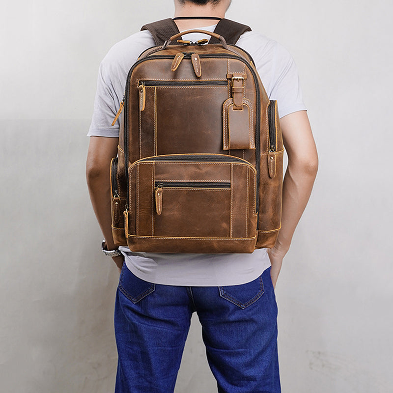Retro Crazy Horse Leather Rucksack