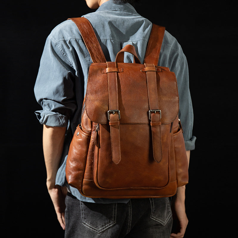 Handmade Leather Travel Rucksack