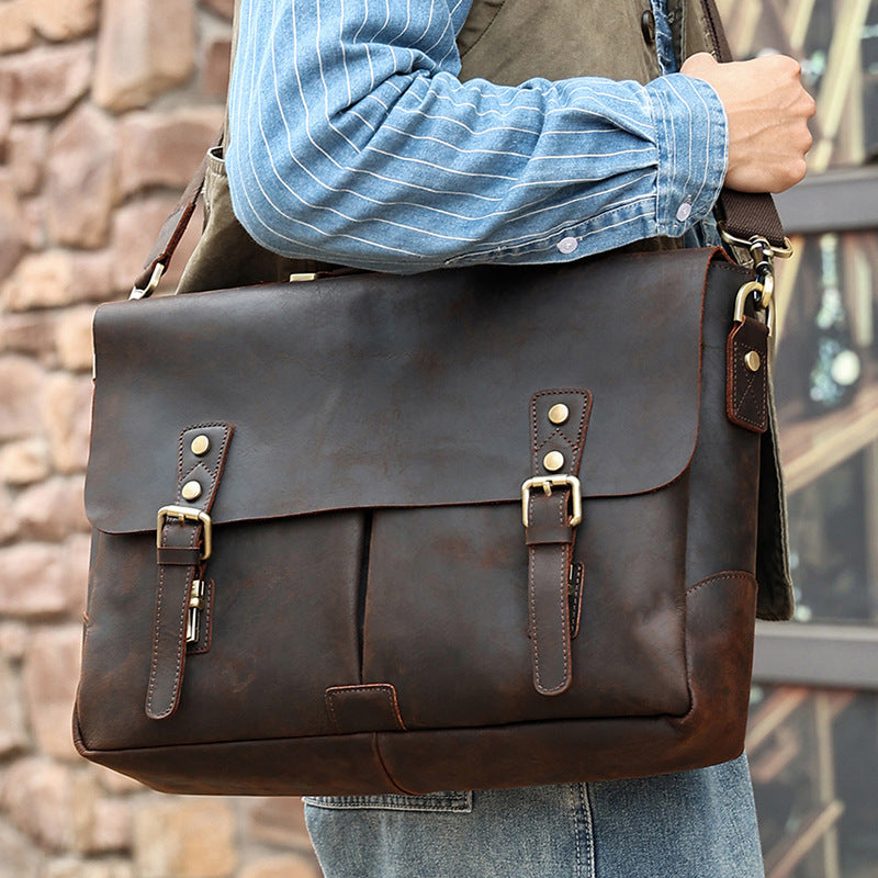 Top Handle Leather Business Briefcase