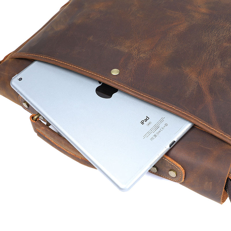 Top Handle Leather Business Briefcase
