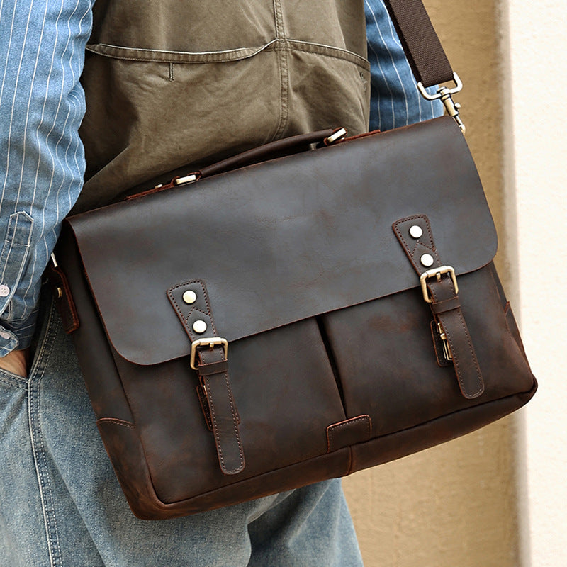 Top Handle Leather Business Briefcase