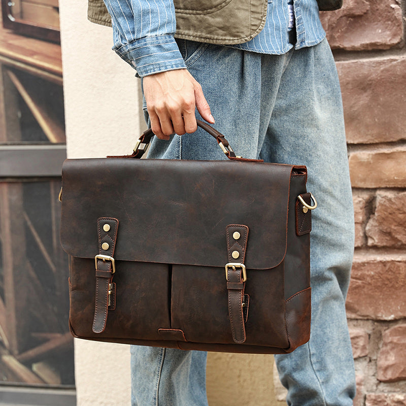 Top Handle Leather Business Briefcase